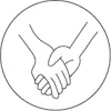 Zeichnung zweier Hände als Symbol für Gemeinschaft