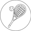 Zeichnung eines Tennisschlägers mit Ball als Symbol für Freizeit